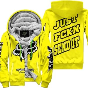 Just Fkcn Send It - Monster Energy Fox Racing - Yellow - Fleece Zip Hoodie