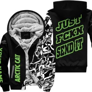 Just Fkcn Send It - Arctic cat - Custom name - Green - Fleece Zip Hoodie