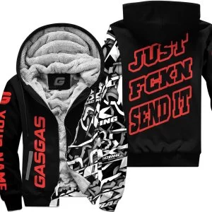 Just Fkcn Send It - Gas Gas - Custom name - Red - Fleece Zip Hoodie