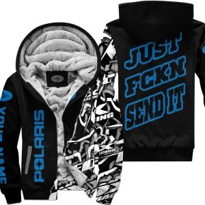 Just Fkcn Send It - Polaris - Custom name - Blue - Fleece Zip Hoodie