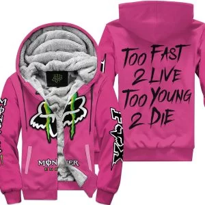 Too fast to live too young to die - Monster Energy Fox Racing - Bright pink - Fleece Zip Hoodie