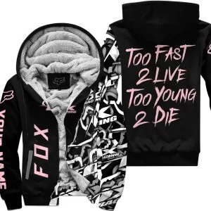 Too Fast To Live Too Young To Die - Fox Racing - Pink - Fleece Zip Hoodie