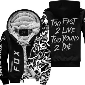 Too Fast To Live Too Young To Die - Fox Racing - Silver - Fleece Zip Hoodie