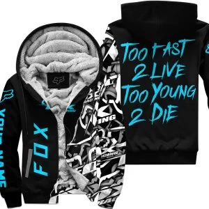 Too Fast To Live Too Young To Die - Fox Racing - Sky Blue - Fleece Zip Hoodie