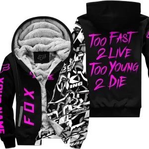 Too Fast To Live Too Young To Die - Fox Racing - Vivid Pink - Fleece Zip Hoodie
