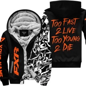 Too Fast To Live Too Young To Die - FXR - Custom name - Orange - Fleece Zip Hoodie