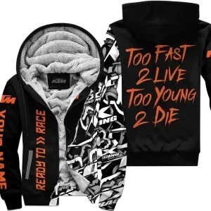 Too Fast To Live Too Young To Die - Ktm - Custom name - Orange - Fleece Zip Hoodie