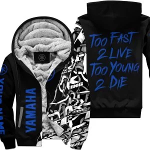 Too Fast To Live Too Young To Die - Yamaha - Custom name - Blue  - Fleece Zip Hoodie