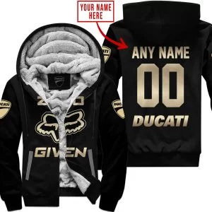 Zero Fox Given Gold - Custom Name Racing - Ducati - Fleece Zip Hoodie
