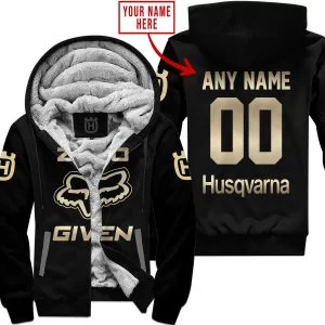Zero Fox Given Gold - Custom Name Racing - Husqvarna - Fleece Zip Hoodie