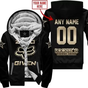 Zero Fox Given Gold - Custom Name Racing - Rockstar - Fleece Zip Hoodie