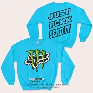 Just Fkcn Send It - Monster Energy Fox Racing - Sweatshirt - Sky Blue