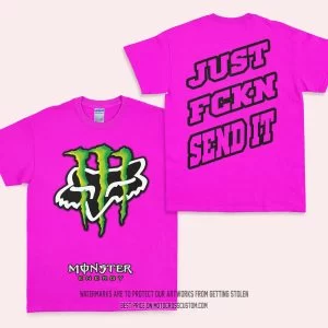 Just Fkcn Send It - Monster Energy Fox Racing - T-Shirt - Vivid Pink