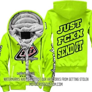 Just Fkcn Send It Monster Energy Troy Lee Design Neon - Fleece Zip Hoodie