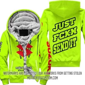 Just Fkcn Send It Monster Energy Suzuki Neon - Fleece Zip Hoodie