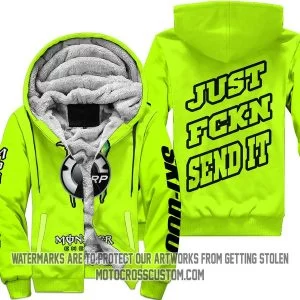 Just Fkcn Send It Monster Energy Ski Doo Neon - Fleece Zip Hoodie