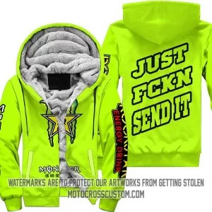 Just Fkcn Send It Monster Energy Rockstar Neon - Fleece Zip Hoodie