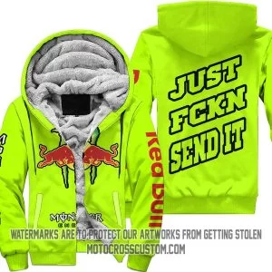 Just Fkcn Send It Monster Energy Red Bull Neon - Fleece Zip Hoodie
