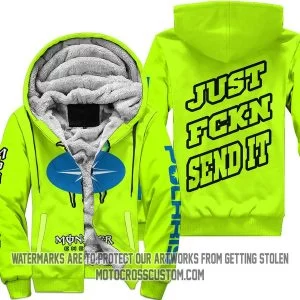 Just Fkcn Send It Monster Energy Polaris Neon - Fleece Zip Hoodie