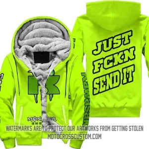 Just Fkcn Send It Monster Energy Kawasaki Neon - Fleece Zip Hoodie