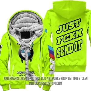 Just Fkcn Send It Monster Energy BMW Neon - Fleece Zip Hoodie