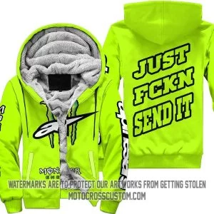 Just Fkcn Send It Monster Energy Alpinestars Neon - Fleece Zip Hoodie