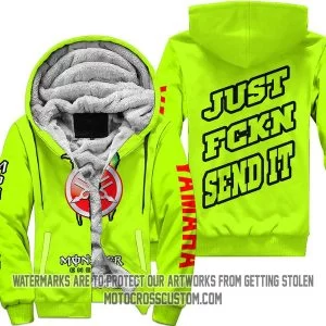 Just Fkcn Send It Monster Energy Red Yahama Neon - Fleece Zip Hoodie