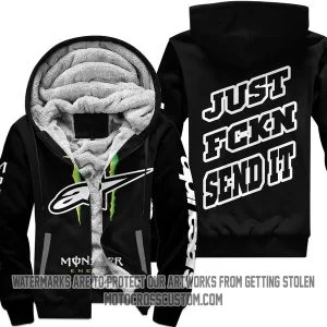 Just Fkcn Send It Monster Energy Alpinestars Black V1 - Fleece Zip Hoodie