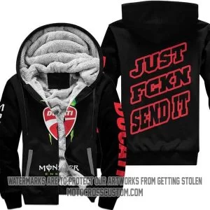 Just Fkcn Send It Monster Energy Ducati Black V1 - Fleece Zip Hoodie