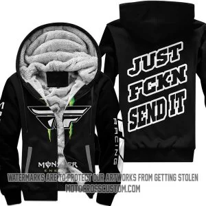 Just Fkcn Send It Monster Energy Fly Racing Black V1 - Fleece Zip Hoodie