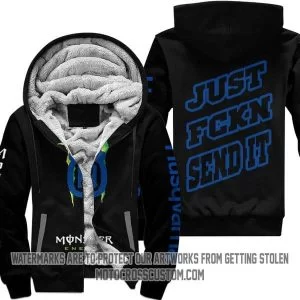 Just Fkcn Send It Monster Energy Husqvarna Black V1 - Fleece Zip Hoodie