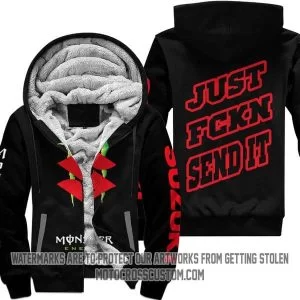 Just Fkcn Send It Monster Energy Suzuki Black V1 - Fleece Zip Hoodie