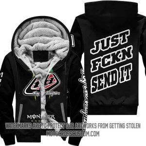Just Fkcn Send It Monster Energy Troy Lee Design Black V1 - Fleece Zip Hoodie