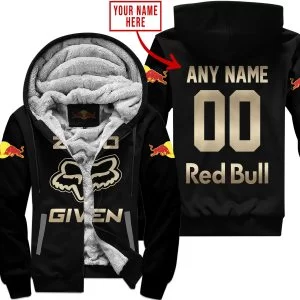 Zero Fox Given Gold - Custom Name Racing - Redbull - Fleece Zip Hoodie